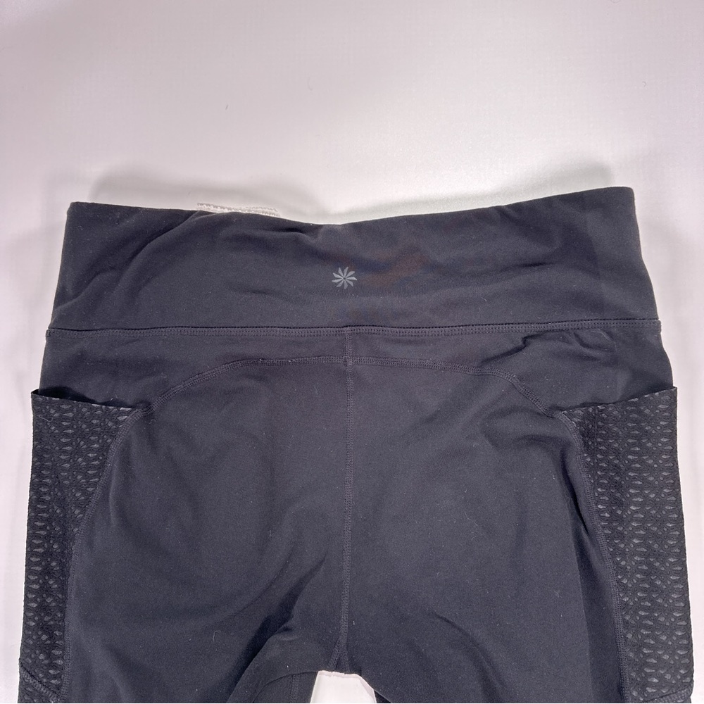 Athleta Women’s Meshblock Cropped Pocket Leggings Black Mesh Panel Workout XL - Picture 6 of 15